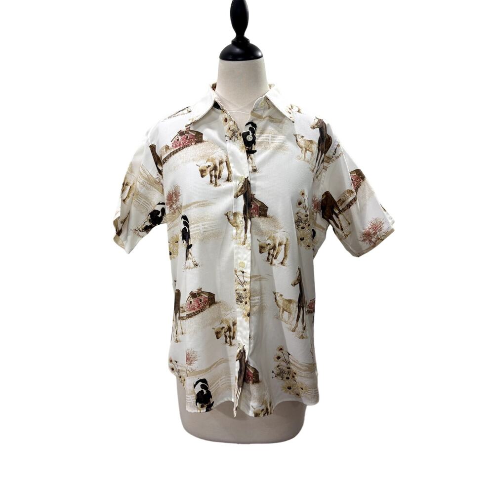 Natural Reflections Size L Short Sleeve Top Baby Farm Animals Western Cowgirl